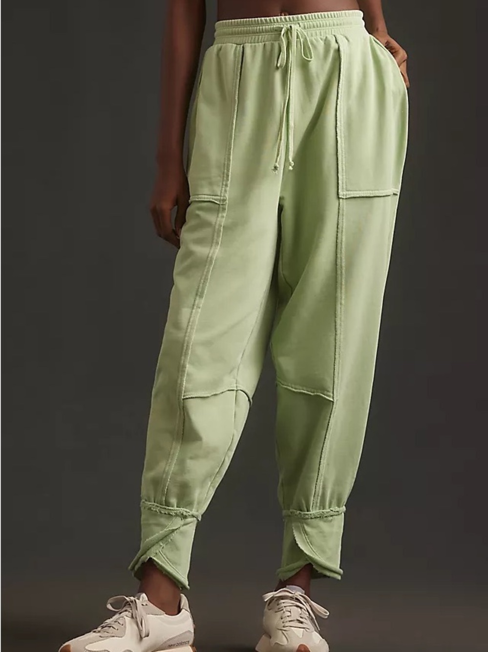 Daily Practice Anthropologie Light Green Drawstring Cargo Joggers with Tulip Hem